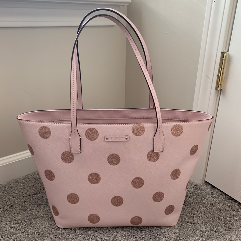 Kate Spade Pink Glitter Polka Dot Tote
